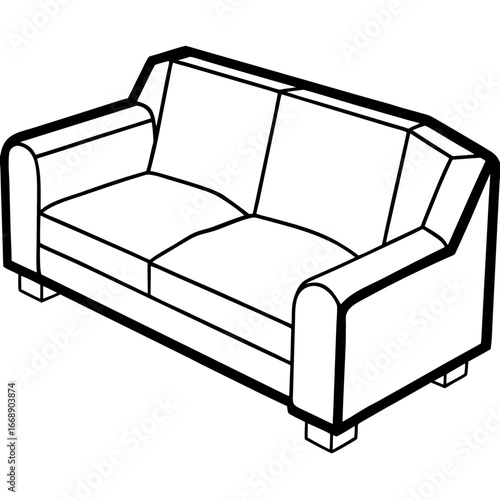 Simple Sofa Design Vector Illustration