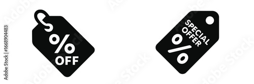 Discount Tag with Percentage Off, Minimalist flat design