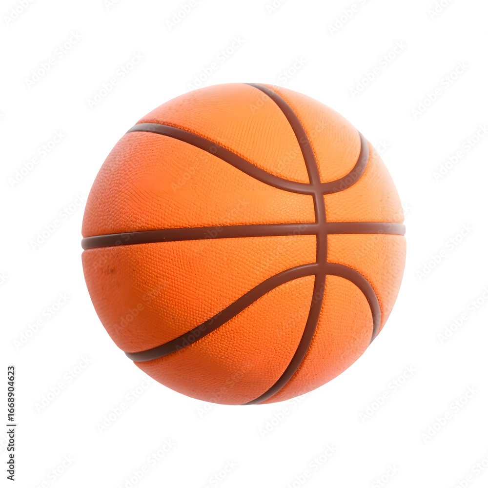 Fototapeta premium Realistic 3D Rendering of a Classic Orange Basketball Isolated on a Transparent Background for Sports and Game Design