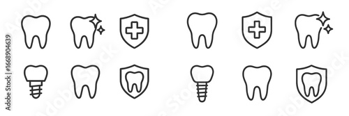 Dental Health Icons Collection, Minimalist flat design
