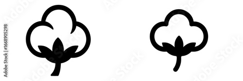 Cotton boll plant outline icon, Minimalist flat design