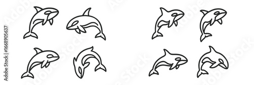 Orca Killer Whale Marine Mammal Outline, Minimalist flat design