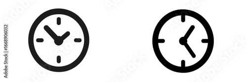 Clock Face with Hour and Minute Hands, Minimalist flat design