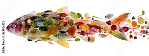 Colorful Abstract Fish Made of Stone and Gem Elements