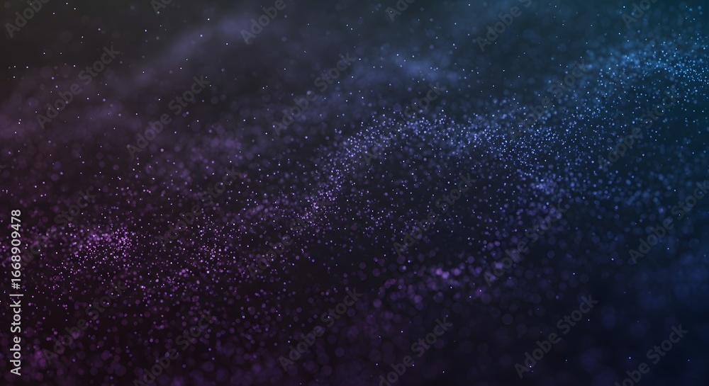 Obraz premium Abstract dark background with glowing purple and blue particles and dust