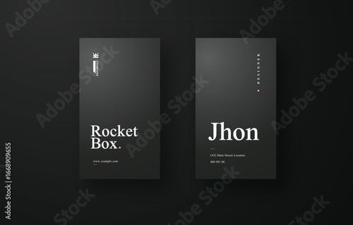 Simple and Elegant Dark Mode Business Card Design – Vertical Layout