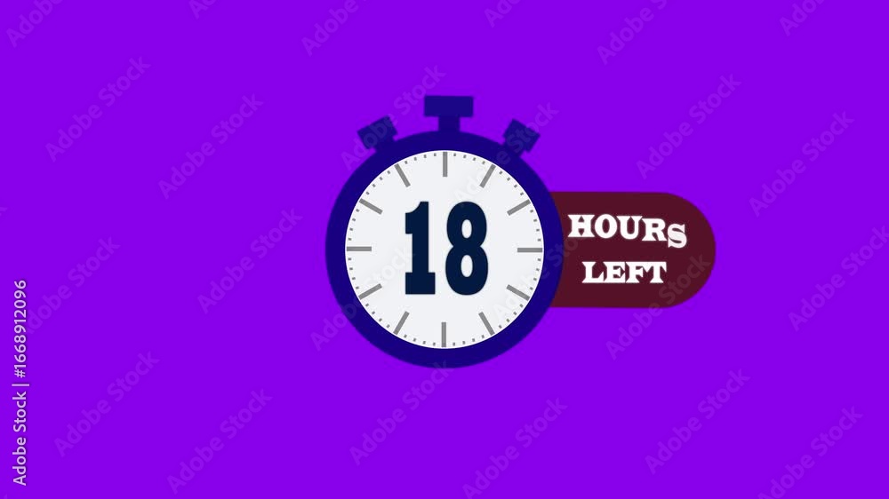 18 hours left count animation, motion graphics running numbers counting days, 4K HD video with white and green background alpha channel. 18 hours left count animation, motion graphics running numbers counting days, 4K HD video with white and green background alpha channel.
