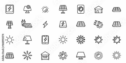 Eco-friendly energy solutions and solar power icons illustrating renewable energy, sustainability, and a green future for your design needs