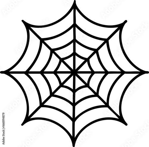 Line Art Spider web design with symmetrical lines and curves creating geometric pattern