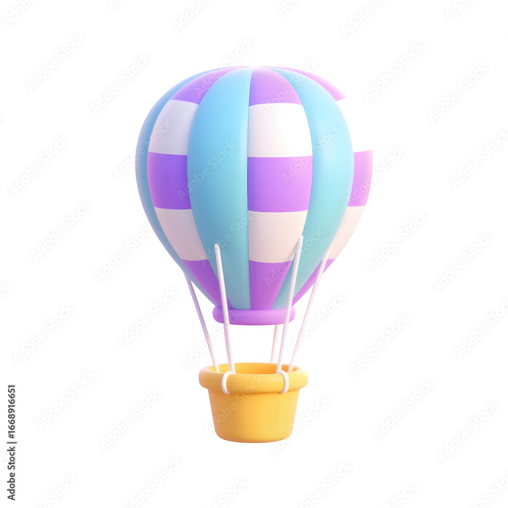 Fototapeta premium Colorful Hot Air Balloon Floating High Above Clouds in a Bright Sky Adventure Travel