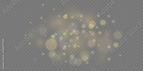 Blurred golden bokeh circles with glowing dreamy festive effect