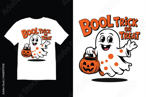 Bool Trick or Treat Halloween T-shirt design vector style 