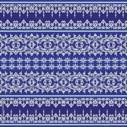 seamless floral damask pattern border.