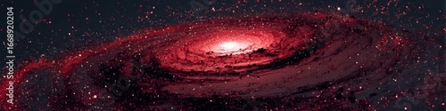 Cosmic Swirl of Bright Red Galaxy with Stars