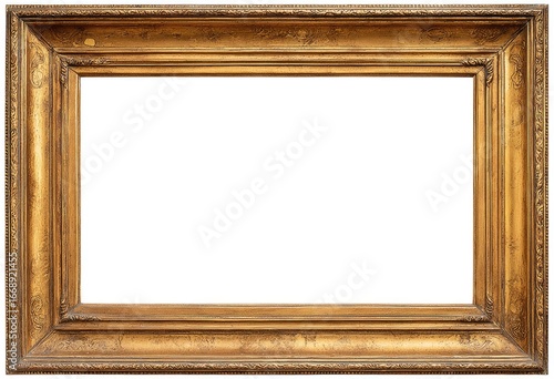 Ornate gold rectangular picture frame with a wide, multi-layered border showing slight age and wear