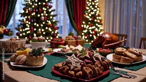 Warm and Inviting Atmosphere of Christmas Evening Celebration