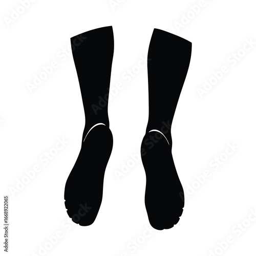  silhouette of feet walking on white background 
