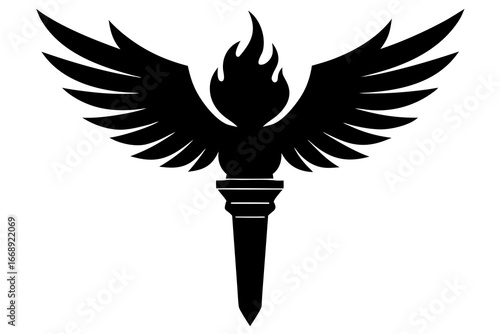 Winged Torch Silhouette: Symbol of Enlightenment & Freedom