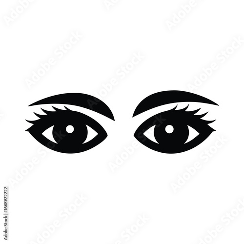 silhouette of human eyes on white background