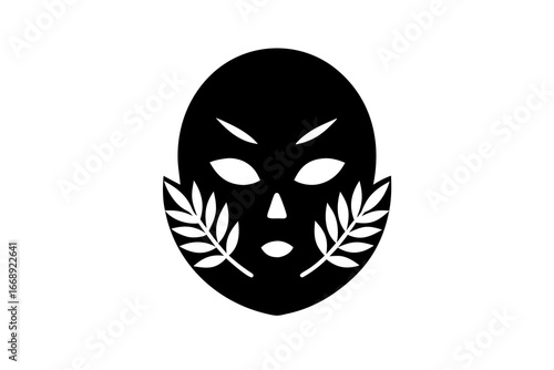 Mask with Laurel Wreath Icon – Symbol of Identity, Performance, and Cultural Heritage