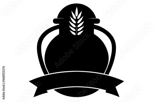 Classic Urn Logo with Wheat & Banner - Vintage Food/Drink Emblem Design