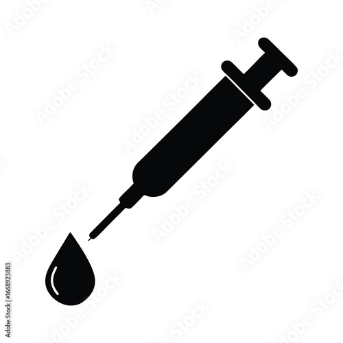 ilhouette of a dropper and syringe together 