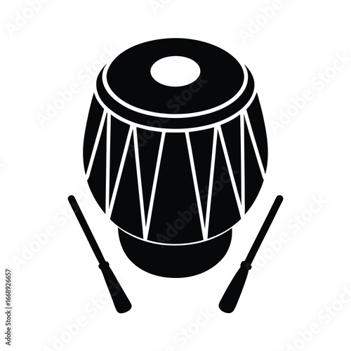 silhouette of a tabla with drumsticks 