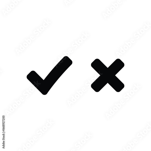 checkmark and cross icons on a white background