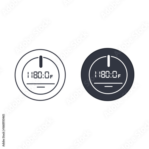 Vector art of two circular icons displaying temperature readings