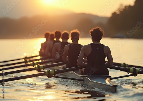Rowing Team at Sunset