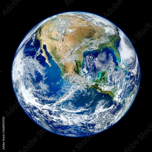 Fototapeta Naklejka Na Ścianę i Meble -  Planet Earth with North America Visible | Earth from Space Satellite Photo | Global View, Planet, Environment