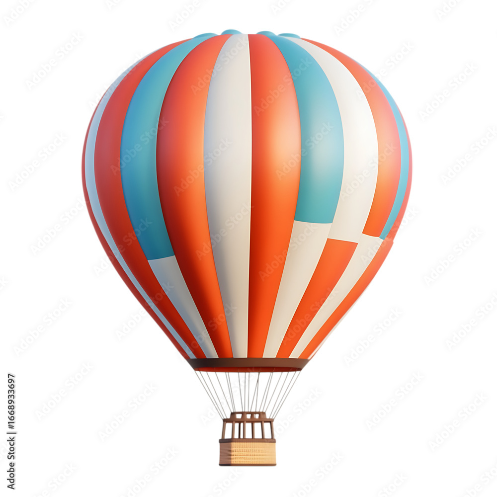 Fototapeta premium Cute Hot Air Balloon Floating 3D PNG, Transparent Background
