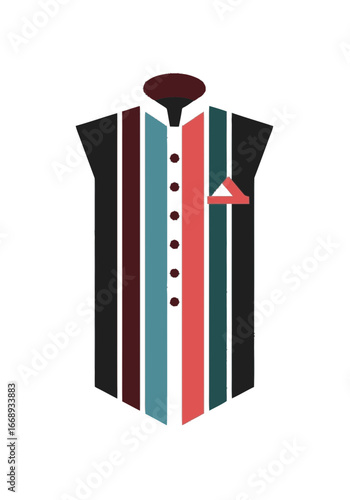 Striped Sherwani Illustration with Classic Indian Fashion Elements