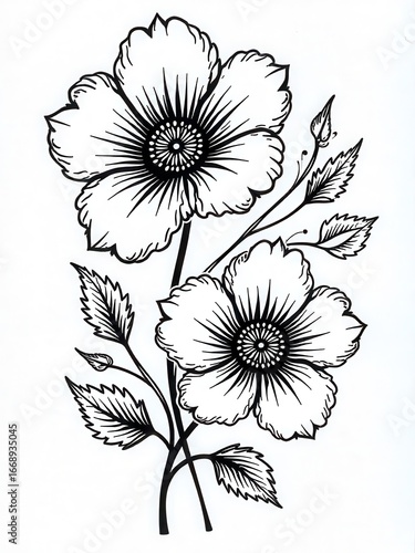 flowers stencil vector 