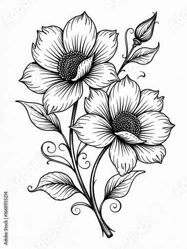 flowers stencil vector 