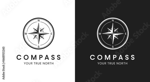 Vector art of compass direction navigation logo with north, true, south, east, west generative AI