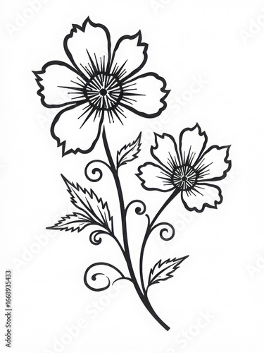 flowers stencil vector 