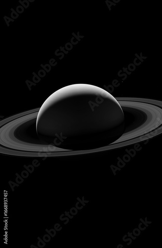 Fototapeta Naklejka Na Ścianę i Meble -  Saturn in Space | Planet Saturn with Rings in Black Background | Astronomy, Solar System, Space Art