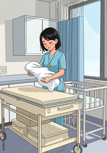 Awareness poster on safe newborn healthcare