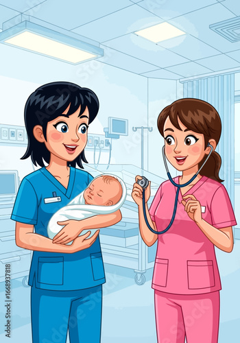 Poster design highlighting safe baby care
