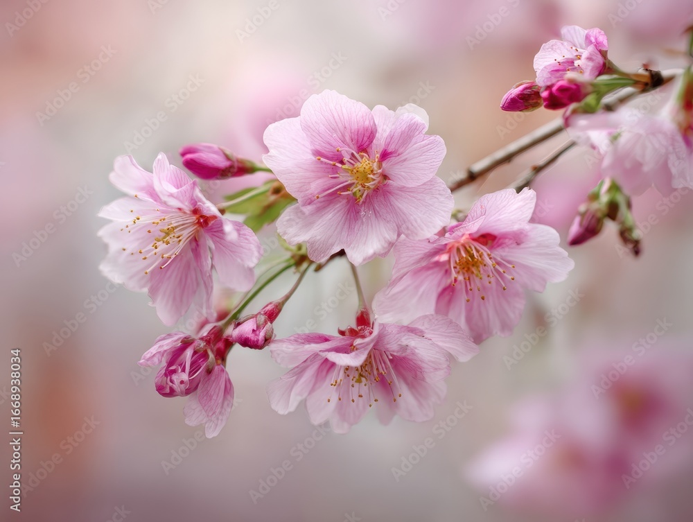Obraz premium Delicate Pink Cherry Blossoms in Soft Focus