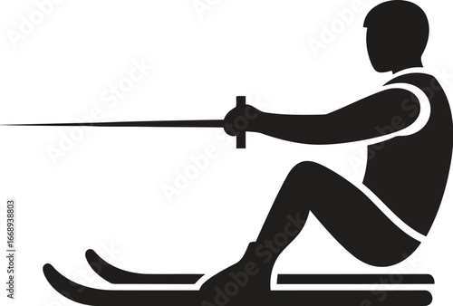 Vector art of water skier in action, showcasing skill and balance on the water