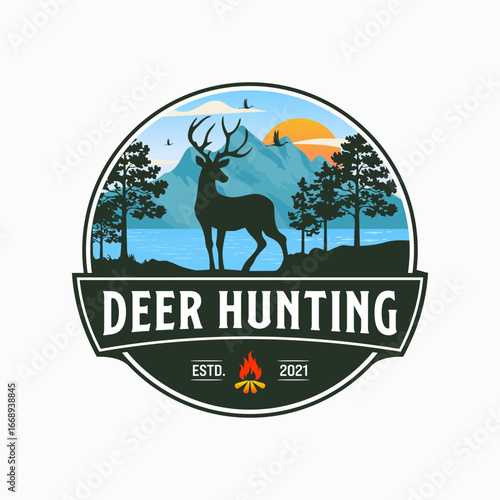 deer hunting adventure outdoor logo