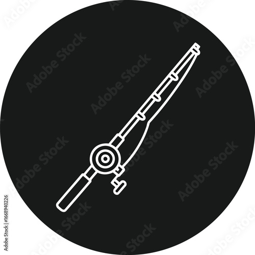 Illustration of a fishing rod, symbolizing outdoor recreation and angling activities