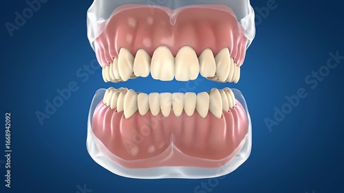 Human Teeth with Dental Model, and 3D Render.