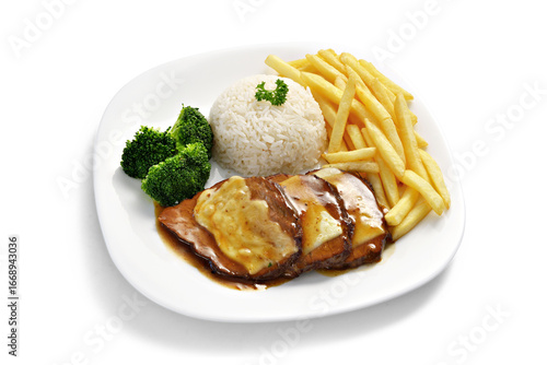 Фотография Prato feito - Executivo -Lagarto com arroz e fritas