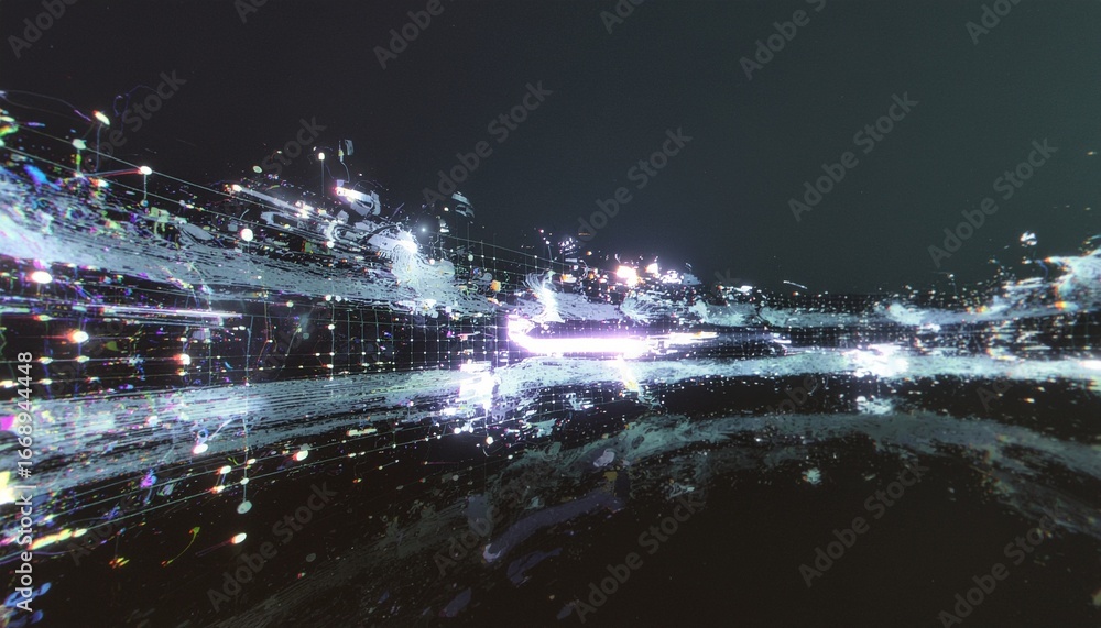 Obraz premium Tech glitch background with HUD feel