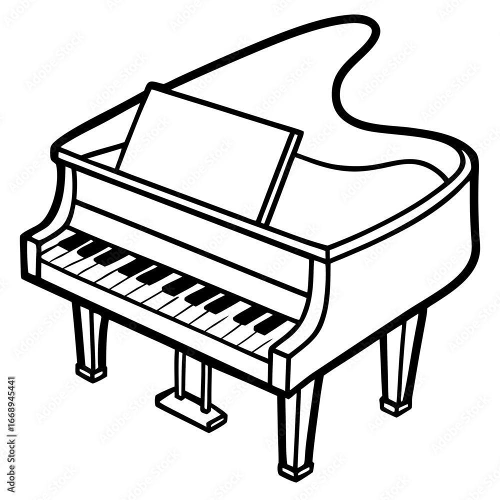 Minimal Piano Vector on White Minimal Piano Vector on White