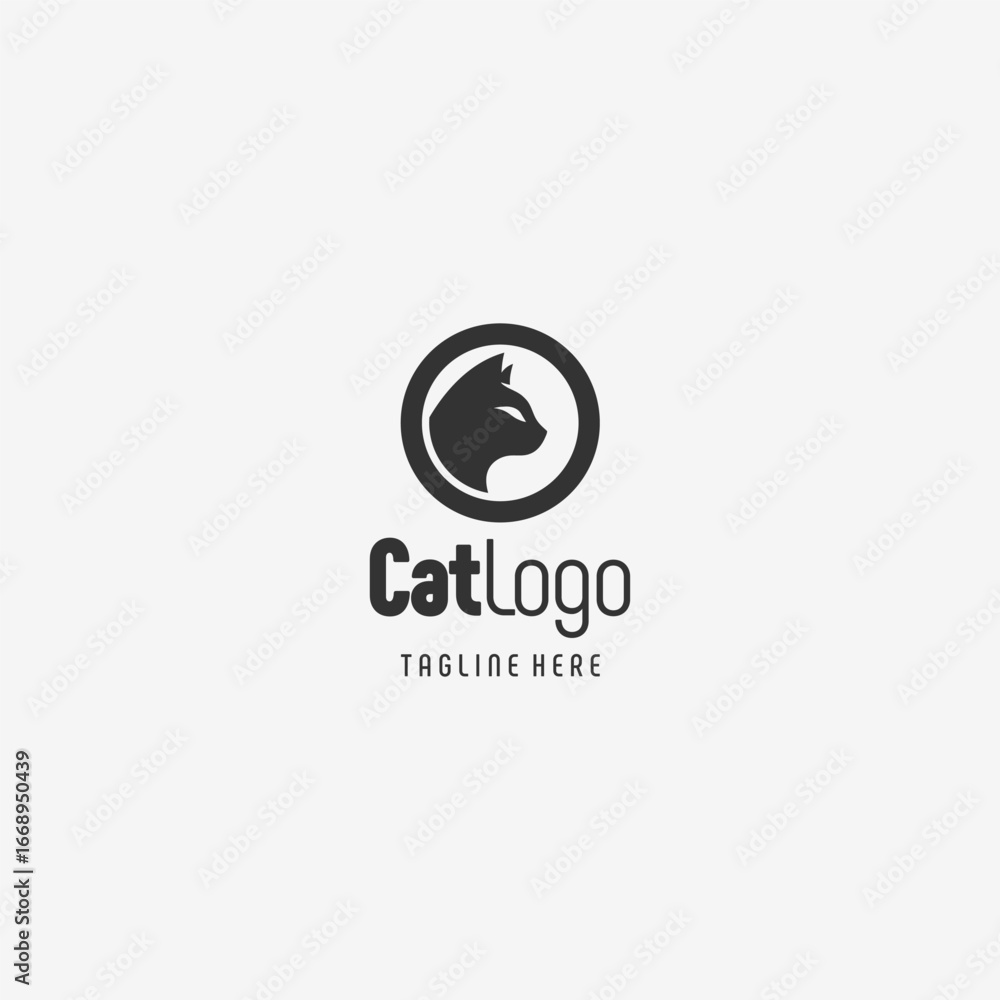 Fototapeta premium Black White Cat Modern Symbol