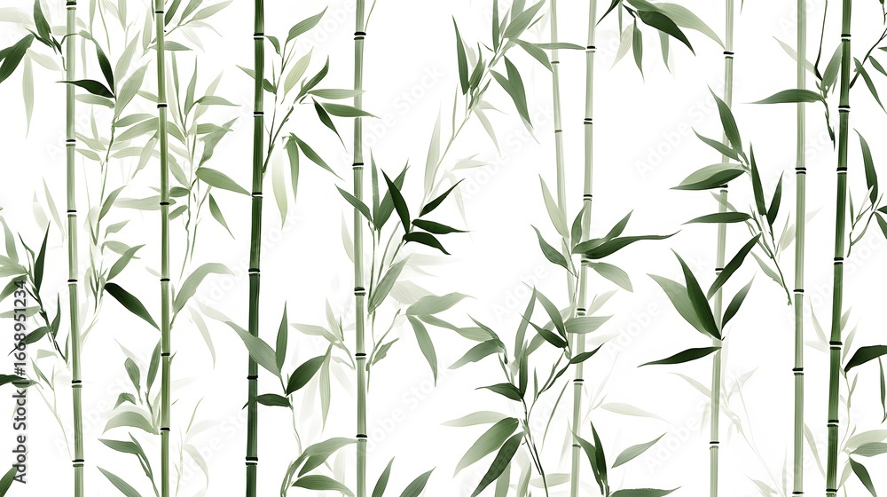 Fototapeta premium Elegant Green Bamboo Forest Seamless Pattern